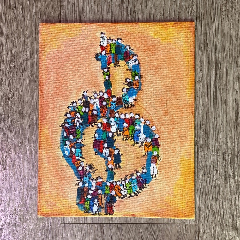 8x 10 Treble Clef - original art